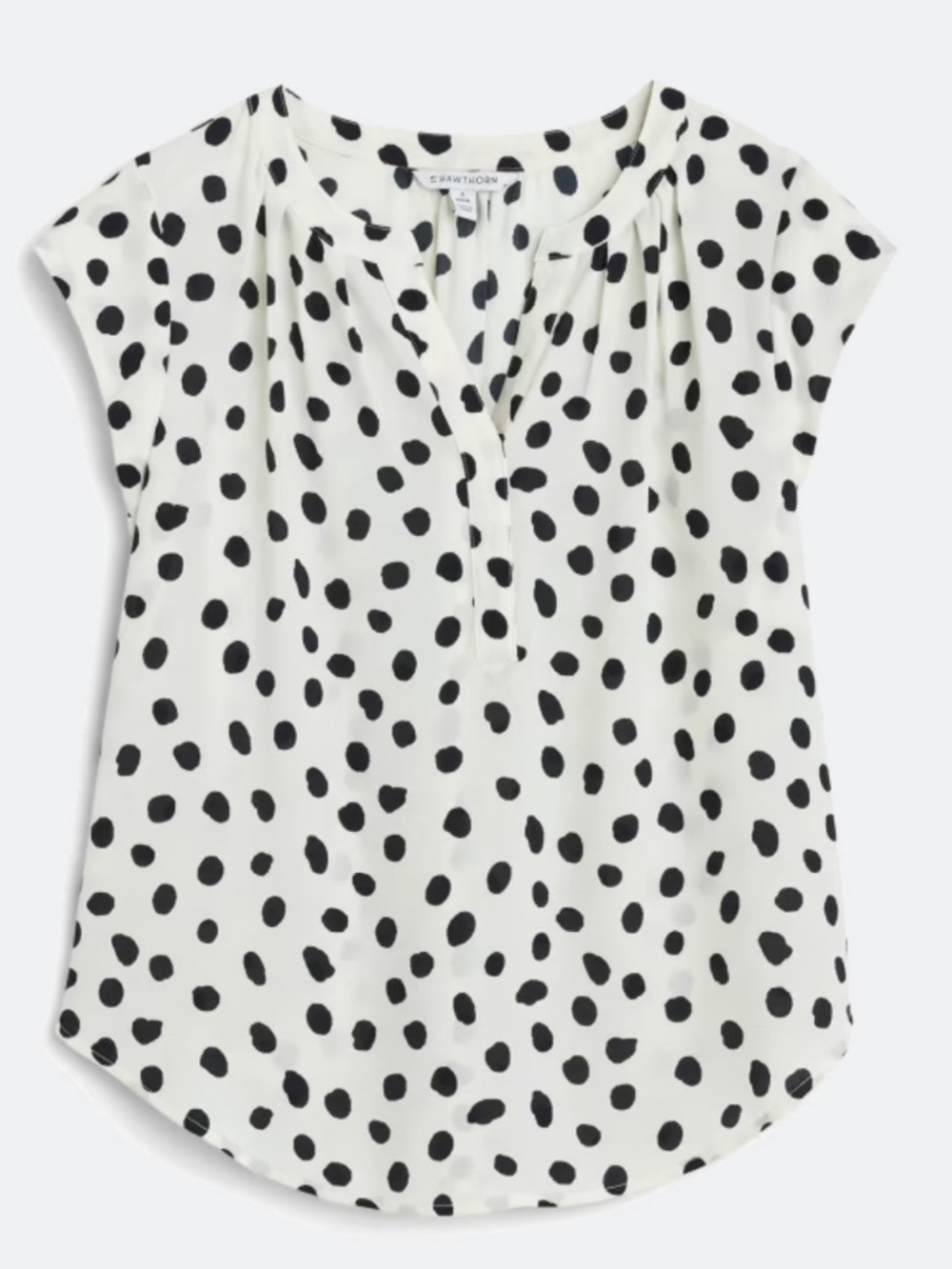 Black & ivory Polka Dot Cap Sleeve Blouse